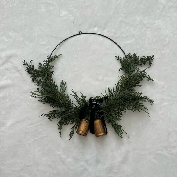 Hearth & Hand with Magnolia - Faux Cedar Hoop Wreath with Ribbon Bell - Picture 3 of 3